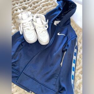 Brand new Nike Air Force white sneakers . Hoodie Jacket and sweater